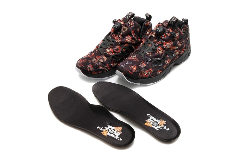 金魚　総柄　身を包んだ Reebok Instapump Fury Road　スニーカー