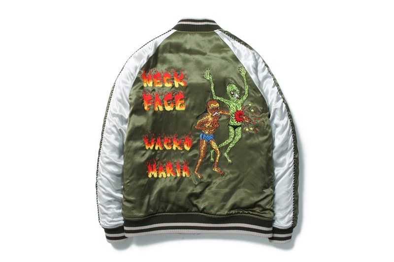 PARADISE TOKYO の二周年を記念する WACKO MARIA x Neckface コラボコレクション 旗艦店で開催されるNeckfaceの個展初日は本人も来店するアニバーサリーイベントを開催 シャツ フーディ スカジャン 花火 ネックフェイス