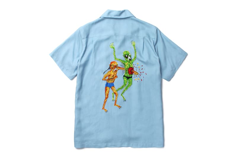 PARADISE TOKYO の二周年を記念する WACKO MARIA x Neckface コラボコレクション 旗艦店で開催されるNeckfaceの個展初日は本人も来店するアニバーサリーイベントを開催 シャツ フーディ スカジャン 花火 ネックフェイス