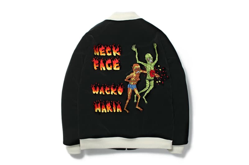 PARADISE TOKYO の二周年を記念する WACKO MARIA x Neckface コラボコレクション 旗艦店で開催されるNeckfaceの個展初日は本人も来店するアニバーサリーイベントを開催 シャツ フーディ スカジャン 花火 ネックフェイス