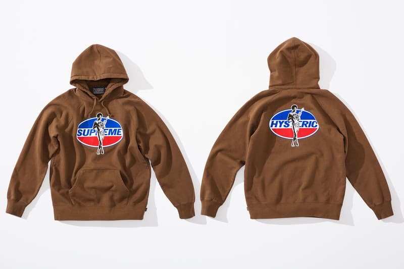 Supreme x HYSTERIC GLAMOUR コラボコレクション アイテム一覧 互いにカルチャーへと深く精通する両者の世界観を色濃く反映したアパレル＆アクセサリーをまとめてチェック コート フーディ Tシャツ ワークシャツ キャップ ビーニー ニット帽 クッション 布団  ベルト