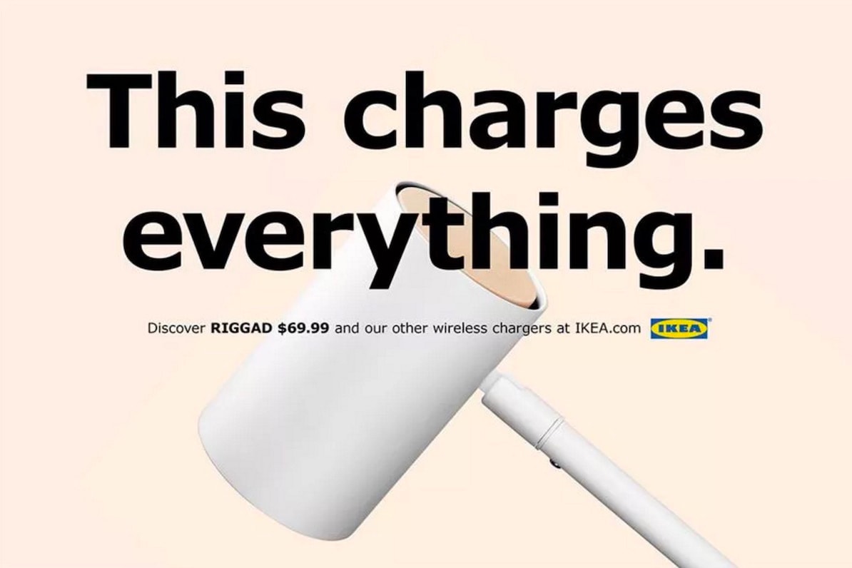 Apple 社の広告にオマージュした IKEA のワイヤレス充電シリーズの広告キャペーン　イケア アップル ワイヤレスチャージャー 充電パッド