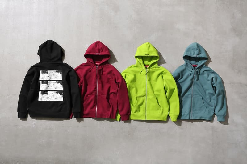 Supreme x 『AKIRA』 2017年秋コレクション アイテム一覧 SNSを騒然とさせた最新コラボレーションの全ラインアップを先行公開 モッズコート ワークジャケット ツナギ フーディ ジップアップパーカ ロングスリーブ Tシャツ サッカーシャツ キャップ スケートボード ディッシュプレート トレイ