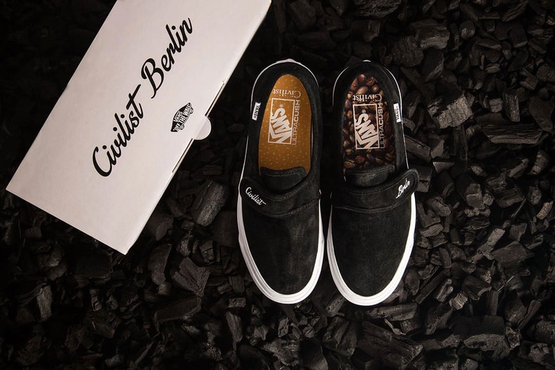 ベルリン発　スケートショップ Civilist  Vans  “Coffee & Cigaretts” コレクション　ドロップ　インソール　コーヒー豆タバコ　吸い殻　モチーフ　グラフィック　プリント　大人のムード漂う