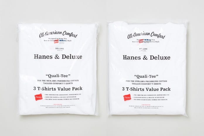 DELUXE x Hanes のタッグより “Quali-Tee” と題された3枚白Tパックが登場