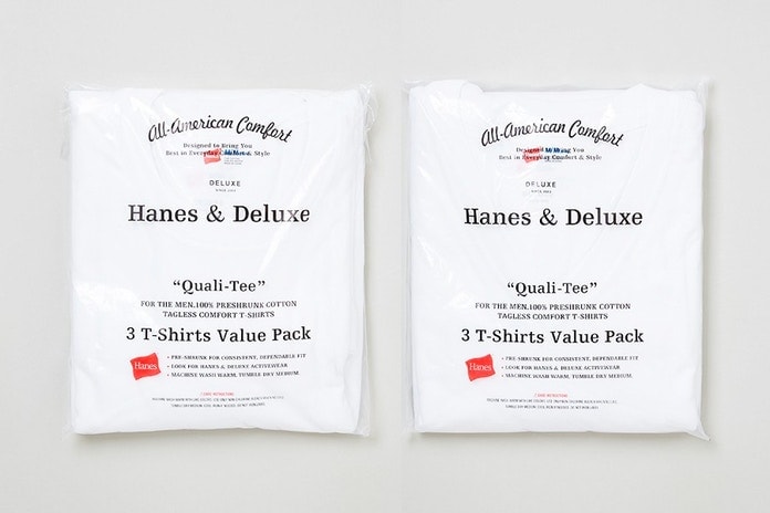 DELUXE x Hanes のタッグより “Quali-Tee” と題された3枚白Tパックが登場