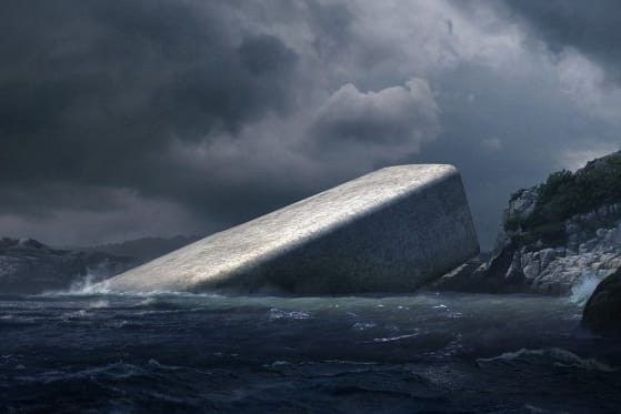 一枚岩を海に沈めたかのようなヨーロッパ初の海中レストランがノルウェーにオープン