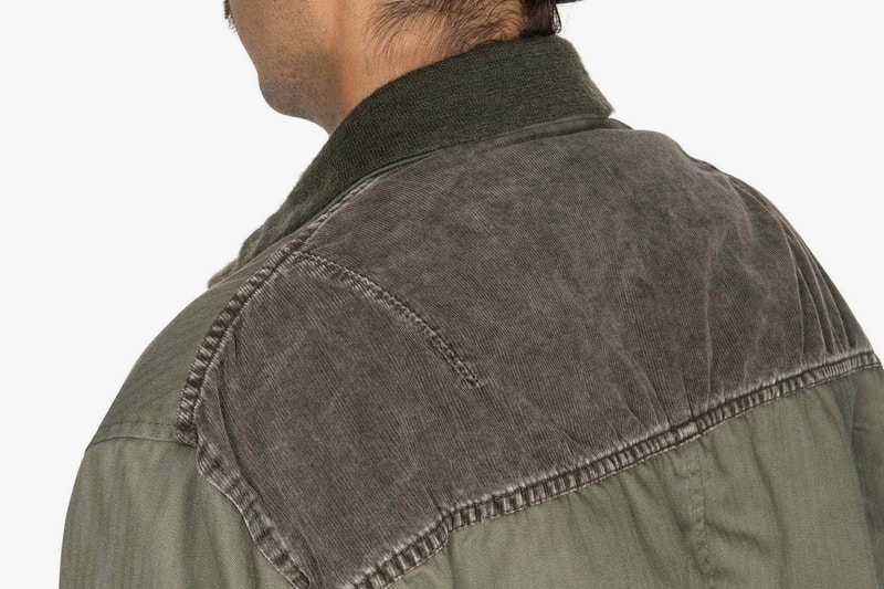現代的なエッセンスを注入した COMME des GARÇONS HOMME のヘリンボーンフライトジャケット 無骨ながらもコーデュロイの切り替えしやショールカラーで遊びを加える