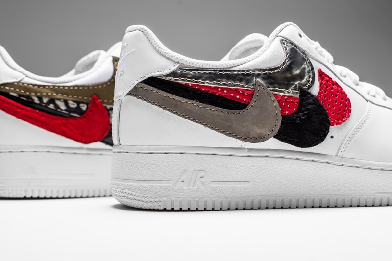 John Geiger と The Shoe Surgeon が手掛けた Nike  AF1 最新モデルが発売 色、柄、多様なスウッシュロゴを配したアイコニックな1足