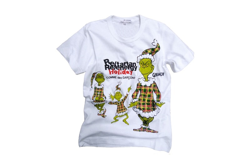 クリスマスを題材にした絵本『The Grinch』と COMME des GARÇONS によるコラボTシャツが登場 〈COMME des GARÇONS〉のテーマカラーを纏った可愛らしい Grinch の服装に注目