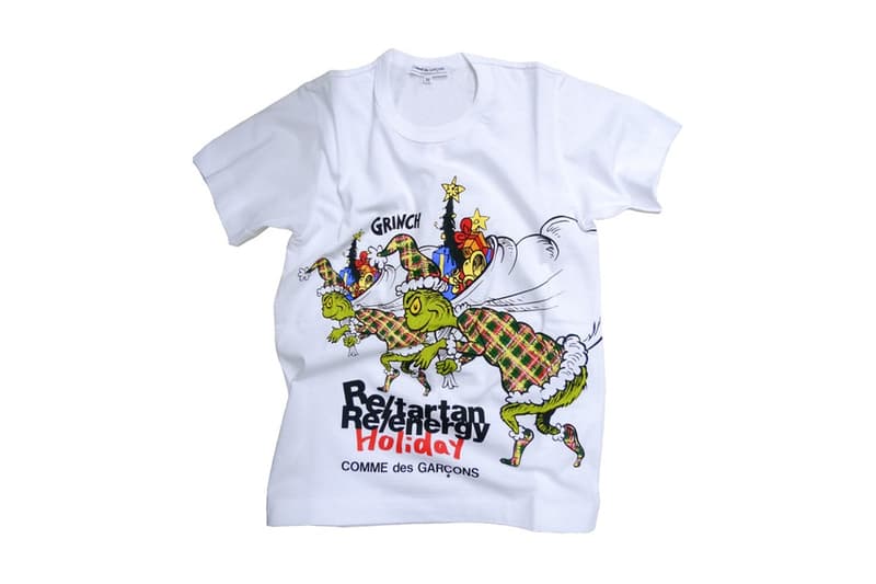 クリスマスを題材にした絵本『The Grinch』と COMME des GARÇONS によるコラボTシャツが登場 〈COMME des GARÇONS〉のテーマカラーを纏った可愛らしい Grinch の服装に注目