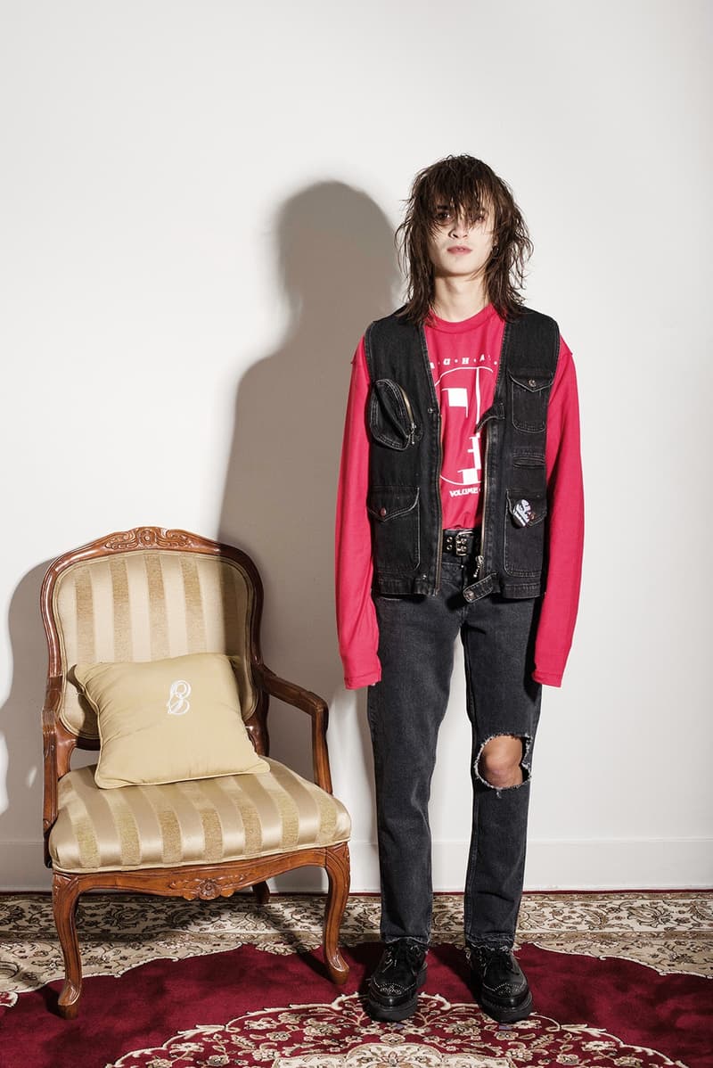 風変わりな80年代ロックスタイルを体現したミッドナイトスタジオ2017年秋冬コレクション 英国パンクバンドをモチーフに〈GUESS〉、〈Hawkers.Co〉とのコラボピースも織り交ぜたルックブック デニムセットアップ ユーティリティポケットベスト サングラス トラックスーツ
