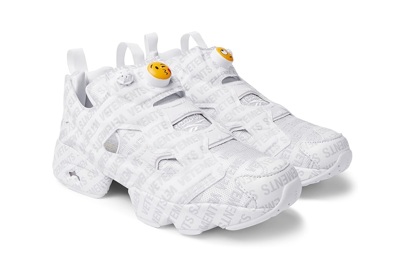 Vetements のロゴを散りばめた Reebok InstaPump Fury が MR PORTER 限定で発売中 どこかで見たことのある顔文字をポンプ部分にデザインしたコラボフットウェア Demna Gvasalia