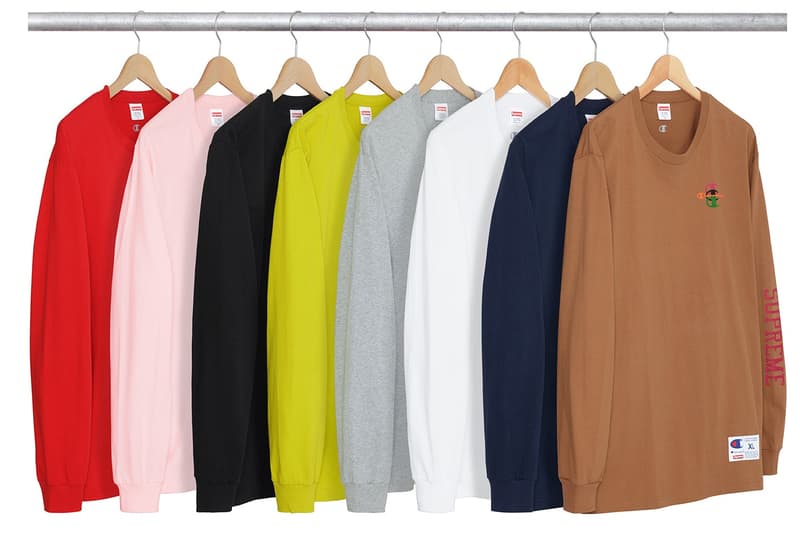 Supreme 2017年秋冬 WEEK12 では Champion と Everlast のコラボアイテムも登場  〈Champion〉からはCロゴを重ねた定番アパレル、〈Everlast〉からはボクシングローブとフィットネスマットがリリース