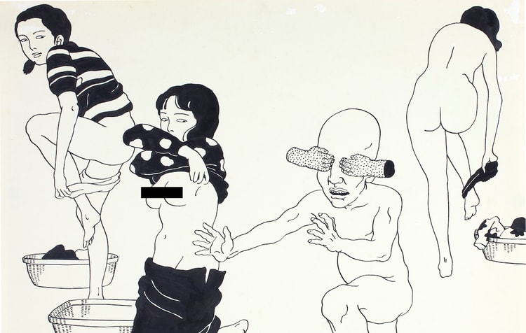 エロス、ユーモア、ホラーが織り交ざった佐伯俊男のアートエキシビジョン “雲然”