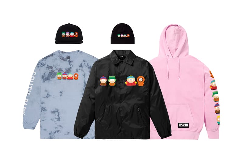 HUF よりアメリカの過激派コメディアニメ SOUTH PARK とのコラボコレクションが登場 ポップでコミカルタッチのグラフィックを配置したアパレル＆グッズ全16点がラインアップ フーディ Tシャツ ロングスリーブ スケートデッキ ソックス