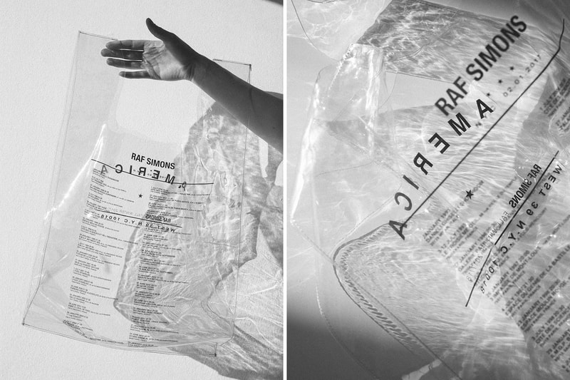 Raf Simons とベルリンの有名セレクトショップ Voo Store がタッグを組んだショッピングバッグが登場 耐久性と防水性を兼備したPVC素材を採用したこのバッグのお値段はいかに…… 天才デザイナー The Woolmark Company ザ ウールマーク カンパニー ブーストア 2017年秋冬コレクション “America Tour”
