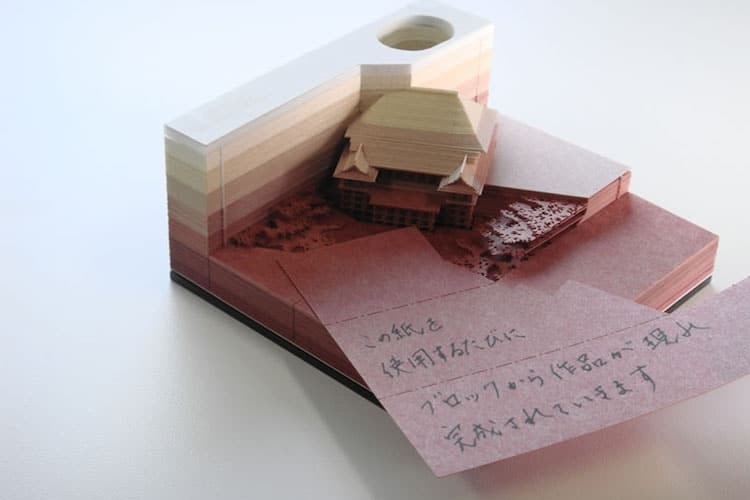使うと徐々に清水寺が現れるアーティスティックすぎるメモ帳が売切続きの人気っぷり 清水寺 メモ帳 メモブロック 浅草寺 雷門 大阪城 東京タワー ピアノ バイオリン メモ 付箋 レーザーカット 3D 大阪 デザイン hypebeast