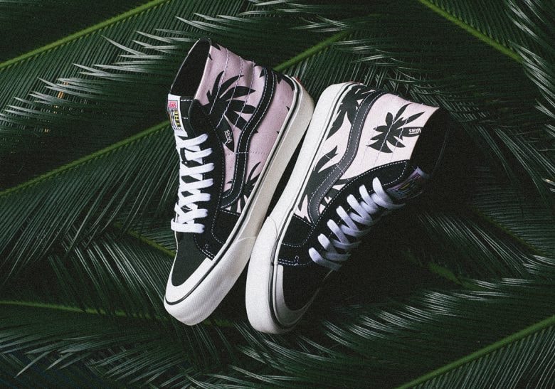 Vans よりトロピカルなリーフ柄を纏った Sk8-Hi がリリース ヴァンズ ピンク リーフ　パーム パルム 葉っぱ トロピカル 夏 palm leaf hypepebast