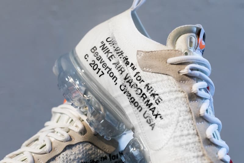 Virgil Abloh x Nike Air VaporMax Flyknit “White” の細部を捉えたフォトセットを解禁 『HYPEBEAST』が独自で撮影したディテールフォトをチェックせよ