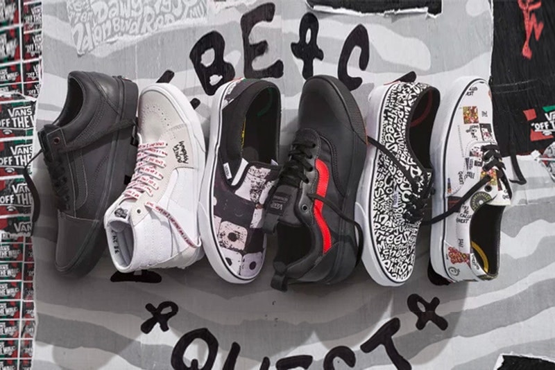 全6型が登場する Vans x A Tribe Called Quest の豪華スニーカーコレクション ネイティブ・タンの最重要クルーに敬意を表したヒップホップファン垂涎のコラボレーションが実現 〈Vans（ヴァンズ）〉が1988年に結成された説明不要のヒップホップクルーA Tribe Called Quest（ア・トライブ・コールド・クエスト）と、Authentic、Sk8-Hi、Era、Old Skool、Slip-Onなど、不朽の名作を全てパッケージングしたコラボコレクションを発表した。  オールドスクールからニュースクールへと移行した90年代初頭、俗に言うギャングスタのような見た目とは一線を画し、ヒップホップに新たな概念をもたらしたネイティブ・タンの最重要クルーであるATCQ。今回のスニーカーコラボではQ-Tip（Qティップ）、Phife Dawg（ファイフ・ドーグ）、Jarobi White（ジェロビ・ホワイト）、Ali Shaheed（アリ・シャヒード）の4人に敬意を表し、名曲“Bonita Applebum”や解散後のベストアルバム『The Anthology』などをサンプリングしたデザインが各スニーカーに落とし込まれている。  〈Vans〉x A Tribe Called Questはブルックリンで開催される「House of Vans」での先行発売を終え、4月6日（金）より随時デリバリーを開始とのこと。  また、クラシカルかつ遊び心の効いた〈SOPHNET.（ソフネット）〉x〈Vans〉のダブルネームも見逃し厳禁だ。