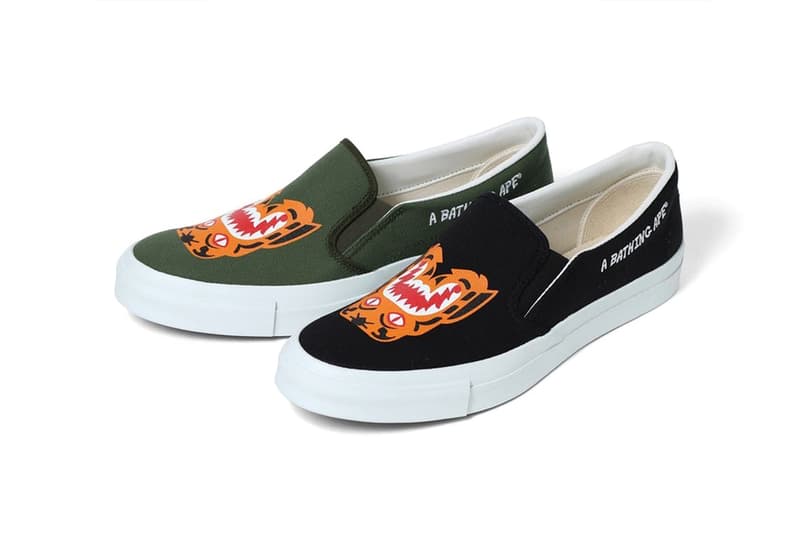 BAPE®️ よりアイコニックなタイガーモチーフを落とし込んだ新作スリッポンが登場 世界のストリートヘッズが狙う夏の主役顔スニーカーが満を持してドロップ Dr. Martens ドクターマーチン adidas アディダス ヘッズ御用達ブランド BAPE®️ ベイプ A BATHING APE®️ ア ベイシング エイプ スリッポン Tiger Slip On タイガーモチーフ ブランディング 刺繍 ブラック オリーブドラブ 3月17日(土) 14,000円 オンライン 通販 HYPEBEAST ハイプビースト