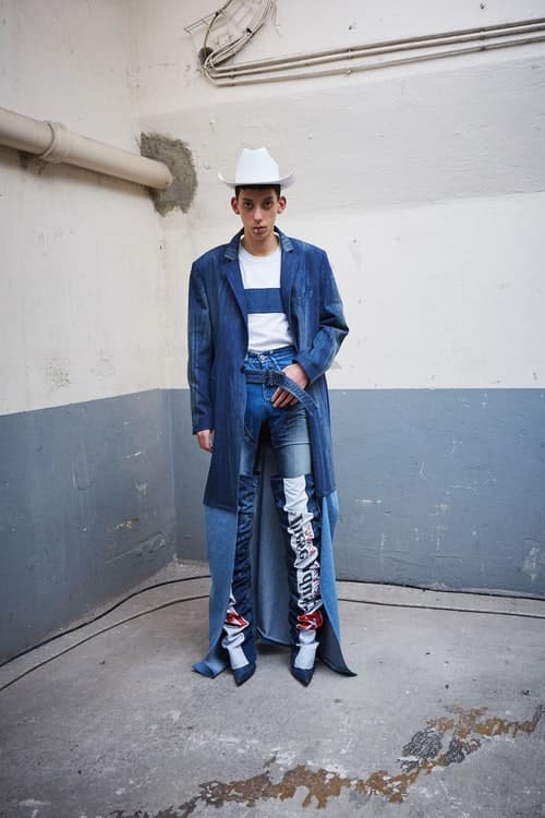 Diesel が世界的に有力なデザイナーを招聘したコラボ企画 “Red Tag Project” を発足 第1弾を手がけるのは〈Helmut Lang〉を率いる気鋭デザイナー、シェーン・オリバー  プレミアムデニムブランド Diesel ディーゼル Red Tag Project Hood By Air フッド・バイ・エアー Helmut Lang ヘルムート ラング Shayne Oliver シェーン・オリバー ロングコート パッチワーク デニムパンツ ニーハイブーツ ウエスタン要素 Balenciaga バレンシアガ HYPEBEAST ハイプビースト