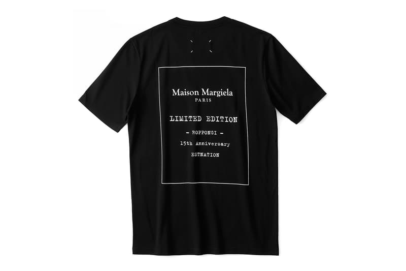 ESTNATION より六本木ヒルズ店オープン15周年を記念した Maison Margiela 別注Tシャツが登場 アイコニックな4つのステッチと特別感たっぷりなテキストプリントを後ろ身頃に投入