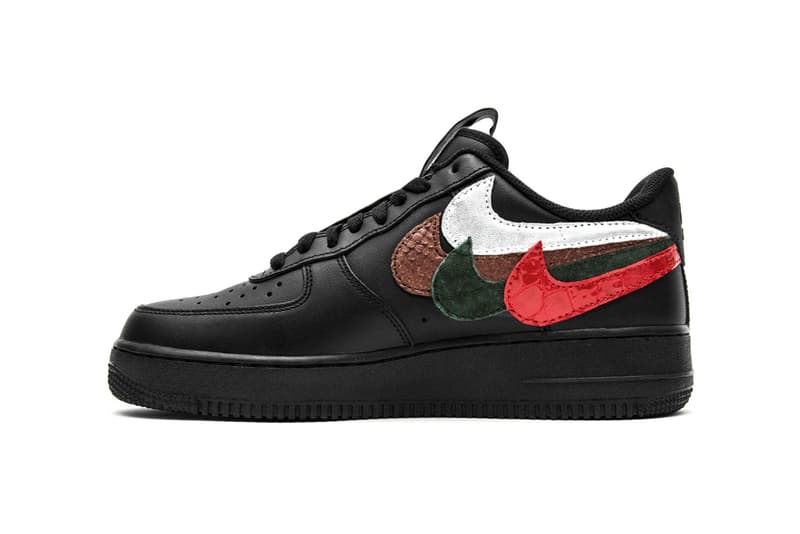 シューズカスタム界の一翼を担うジョン・ガイガーがブラックの Air Force 1 “Misplaced Checks” を発表 エキゾチックな素材を用いてサイドに4本のスウッシュを配置した意欲作がカムバック