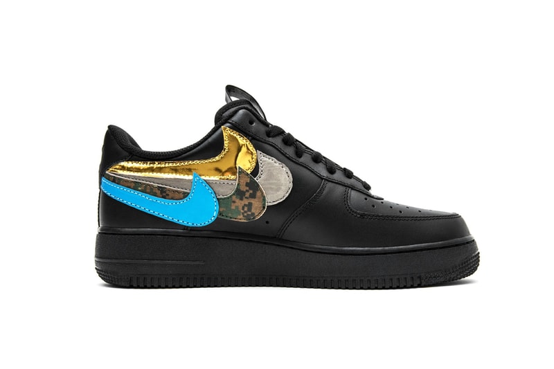 シューズカスタム界の一翼を担うジョン・ガイガーがブラックの Air Force 1 “Misplaced Checks” を発表 エキゾチックな素材を用いてサイドに4本のスウッシュを配置した意欲作がカムバック