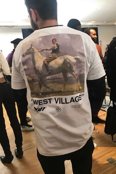 Off-White™️ 2018年秋冬ランウェイ時のスタッフTシャツをヴァージル・アブローが公開 イギリスの芸術家が描いた名画が大きくプリントされた激レアTをチェック Chanel シャネル Saint Laurent サンローラン Dries Van Noten ドリス・ヴァン・ノッテン 2018年秋冬 プレタポルテコレクション パリ Off-White™️ オフホワイト バズメーカー Virgil Abloh ヴァージル・アブロー Instagram イギリス 芸術家 Alfred James Munnings アルフレッド・ジェームス・マニングズ 605,000ポンド 約8,846万3,226円 Ned Osborne on Grey Tick WEST VILLAGE ウエストヴィレッジ スタッフTシャツ Chrome Hearts クロムハーツ コラボフーディ HYPEBEAST ハイプビースト
