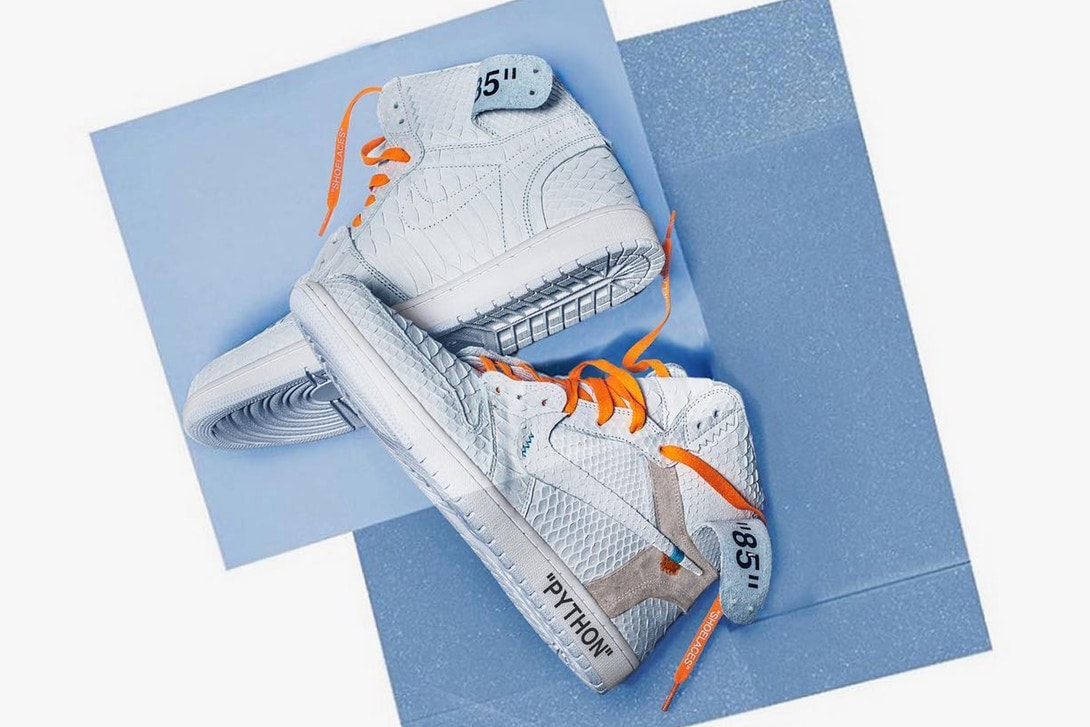 The Shoe Surgeon の次なる標的は Off-White™️ x Nike Air Jordan 1 “White” 高級志向のシューズカスタマー集団がAJ1をエキゾチックなパイソン素材でメイクオーバー