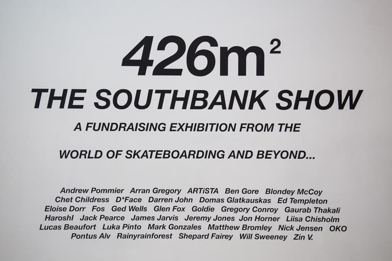 ブロンディ・マッコイやマーク・ゴンザレスら豪華著名人によるアート展 “426m2” に潜入 総勢34名のアート作品がランダムに敷き詰められたストリートな空間をチェック StolenSpace Gallery South Bank LONG LIVE SOUTH BANK 総勢34名 アートエキシビジョン 426m2 スケートデッキ 個性豊かなグラフィック スカルプチャー All a Tremulous Heart Requires Blondey McCoy ブロンディ・マッコイ Gonz ゴンズ Mark Gonzales マーク・ゴンザレス ドラムンベースの帝王 DJ/プロデュサー Goldie ゴールディー ストリートアーティスト D*Face ディフェイス ウィートペーストアーティスト Shepard Fairey シェパード・フェアリー HYPEBEAST ハイプビースト