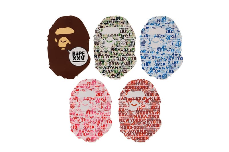 BAPE®️ のブランド設立25周年プロジェクト “BAPE XXV” が始動 〈Supreme（シュプリーム）〉や〈STÜSSY（ステューシー）〉と肩を並べるストリートの雄〈A BATHING APE®️（ア ベイシング エイプ）〉は、NIGO®（ニゴー）が1993年に立ち上げてから今年でブランド設立25周年を迎えた。そんな記念すべき1年を盛大に祝福すべく、〈BAPE®️〉は“BAPE XXV”プロジェクトを始動。コレクション第1弾ではAPE HEADやシャークモチーフに“25”を意味する“XXV”をアレンジし、Tシャツ3型、フーディ、時計、キーホルダー、iPhoneケース、ステッカーセットが登場する。また、本コレクションのメインとなる新柄“シティズカモ”には、BAPE®のアイコニックなロゴの数々、ショップを構える都市の地名に加え、25年＝四半世紀の月日を改めて感じさせる“1993-2018”の文字も組み込んだアニバーサリーにふさわしい仕上がりとなっている。  また、お馴染みのグリーン、ブルー、ピンクのカラーパレットには、限定色としてレッドを追加。“BAPE XXV”プロジェクトの幕開けとあるコレクション第1弾は、5月26日（土）より発売開始。取扱店舗などに関する詳細は、こちらから。  スワロフスキークリスタルを贅沢に使用した〈BAPE®️〉の新作ポロもお買い逃しのないように。 HYPEBEAST