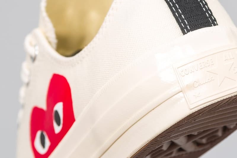 PLAY COMME des GARÇONS x Converse による最新コラボフットウェアが計4型ゲリラリリース ヴァージルコラボでも話題沸騰中のChuck Taylor ‘70をベースモデルに採用 CDG COMME des GARÇONS コム デ ギャルソン ワンポイント Converse コンバース グラフィックアーティスト Filip Pagowski フィリップ・パゴウスキー ハートロゴを Virgil Abloh ヴァージル・アブロー Chuck Taylor ‘70 Hi Low ブラック ホワイト 125ドル 約13,685円 HYPEBEAST ハイプビースト