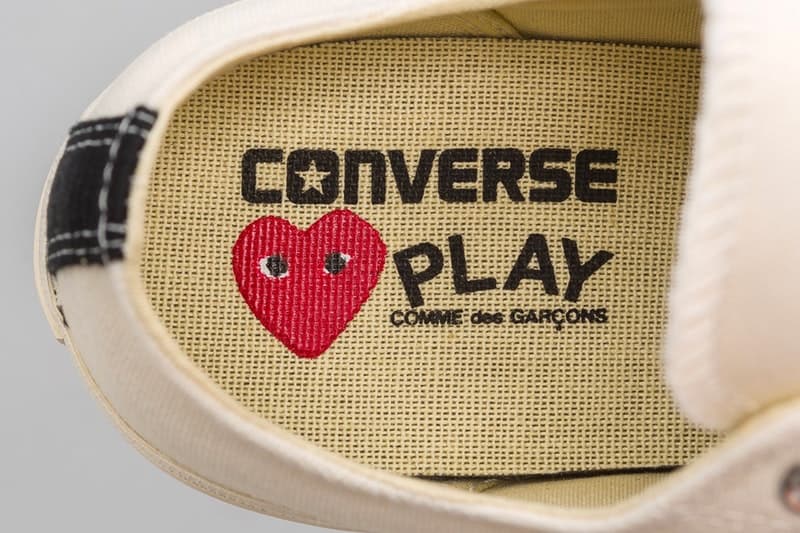PLAY COMME des GARÇONS x Converse による最新コラボフットウェアが計4型ゲリラリリース ヴァージルコラボでも話題沸騰中のChuck Taylor ‘70をベースモデルに採用 CDG COMME des GARÇONS コム デ ギャルソン ワンポイント Converse コンバース グラフィックアーティスト Filip Pagowski フィリップ・パゴウスキー ハートロゴを Virgil Abloh ヴァージル・アブロー Chuck Taylor ‘70 Hi Low ブラック ホワイト 125ドル 約13,685円 HYPEBEAST ハイプビースト