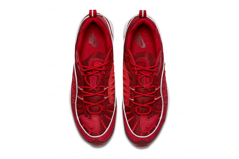 夏に映える情熱カラーに身を包んだ Nike Air Max 98 “Team Red” が登場 同系色でまとめつつもエンボスレザーやヌバックの部分使いでこなれ感アップ Virgil Abloh ヴァージル・アブロー ACRONYM® アクロニウム Nike ナイキ Air Max 98 アッパーデザイン フルレングス ビジブルAirユニット エンボスレザー ヌバック Air Max 98“Team Red” 5月10日（木） 19,440円 SNKRS HYPEBEAST ハイプビースト