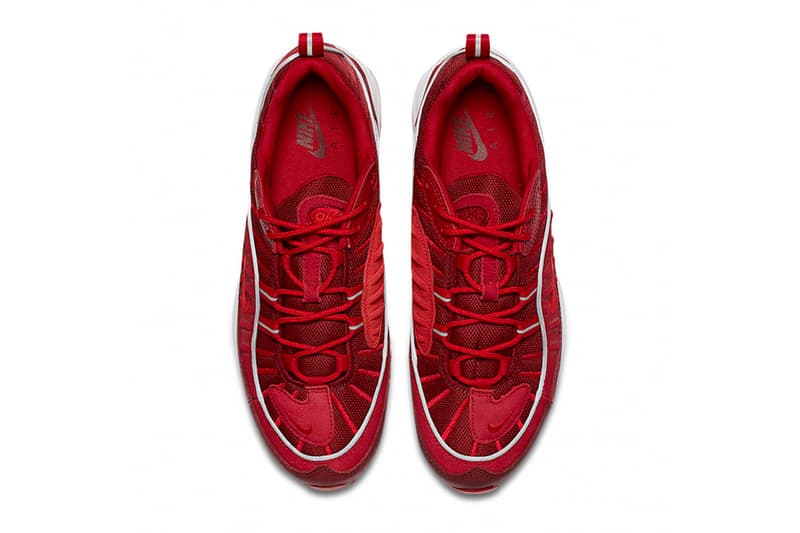 夏に映える情熱カラーに身を包んだ Nike Air Max 98 “Team Red” が登場 同系色でまとめつつもエンボスレザーやヌバックの部分使いでこなれ感アップ Virgil Abloh ヴァージル・アブロー ACRONYM® アクロニウム Nike ナイキ Air Max 98 アッパーデザイン フルレングス ビジブルAirユニット エンボスレザー ヌバック Air Max 98“Team Red” 5月10日(木) 19,440円 SNKRS HYPEBEAST ハイプビースト