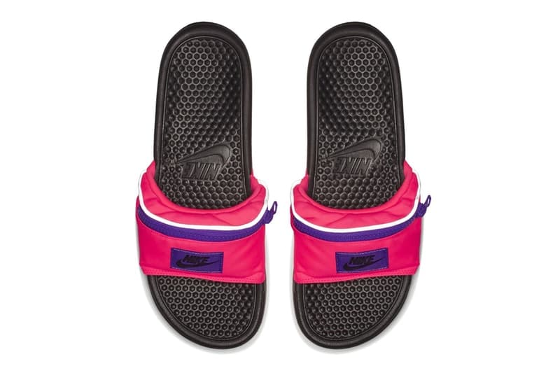 Nike からベルトをまさかのジップ付きのポーチに改良した斬新な Benassi JDI が登場 足元にひとネタ仕込みたいという方は是非 夏になると頭角を表す〈Nike(ナイキ)〉のスライドサンダル、Benassi JDIから斬新すぎる新パッケージが登場。“Fanny Pack”とタイトルでもそのユーモラスなアプローチを宣言している本コレクションは、ブラック/グレーとともに夏に映えるビビッドな配色を採用し、サンダルのベルト部分がジップ付きのポーチへと改良されている。これによりスライドサンダルに若干の機能性が追加されたが、果たしてどのように使うべきなのか。容量を考えても鍵や小銭などが理想的かもしれない。 もし自分がコンビニやビーチサイドなどの店員で、お会計の際に片足立ちをしてサンダルから小銭を取り出すお客さんに遭遇したらと妄想すると……。Benassi JDI “Fanny Pack”は、まもなく〈Nike〉の取扱店舗にデリバリーされるとのこと。足元に小ネタを仕込みたいという方は、ブランドからのアップデートをお見逃しなく。 サンダルをお探しの方は、オリジナルレオパードを落とし込んだ〈SUICOKE(スイコック)〉x〈WACKO MARIA(ワコ マリア)〉のビーチサンダルや、ミリタリーな配色が購買意欲を駆り立てる〈Teva®(テバ)〉と〈PORTER(ポーター)〉のストラップ付きサンダルなどもあわせてチェックしてみてはいかがだろうか。