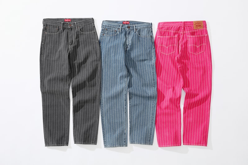 Supreme x Levi’s® の2018年春夏コレクションが #WEEK14 でリリース決定 トラッカージャケットとストリートで根強い人気を誇る550をピンストライプで提案