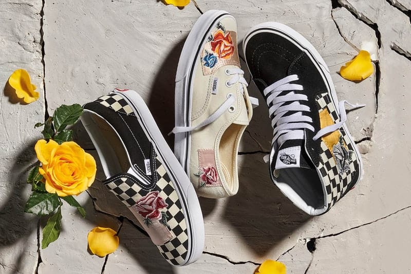 Vans より刺繍とサテン素材でアクセントを効かせた “Satin Patchwork” パックのビジュアルが登場