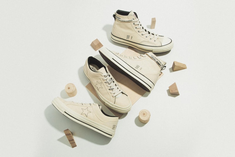 Midnight Studios x Converse のコラボレーションモデルにクローズアップ 裏表を反転させたChuck Taylor ’70とOne Starが登場 Shane Gonzalez（シェーン・ゴンザレス）のティーザー公開によりその存在が気になっていた人も多いであろう、〈Midnight Studios（ミッドナイト スタジオ）〉と〈Converse（コンバース）〉のコラボレーションシューズにクローズアップ。本コレクションでは、Chuck Taylor All Star ’70とOne Starの2型の裏表を反転させることで、斬新ながらも大きな違和感を感じることのない生成りのキャンバススニーカーを展開する。  Chuck Taylorはシグネチャーであるアンクルパッチまで内側へ隠れてしまっているものの、通常は見えることのないシュータン裏のディテールが顔を覗かせ、一方のOne Starはサイドの星がステッチで表現されているため、どことなくオリジナルに近い外観となっている。また、どちらのモデルにも〈Midnight Studios〉と〈Converse〉のブランディングを配したシューレースをループ。若きShaneのクリエイティブマインドを落とし込んだChuck Taylor All Star ’70とOne Starは現在、厳選された一部リテーラーにて販売中だ。  あわせて、〈Converse〉が日本で立ち上げた国内初のスケートボーディングライン〈CONVERSE SKATEBOARDING〉の情報もチェックしておこう。