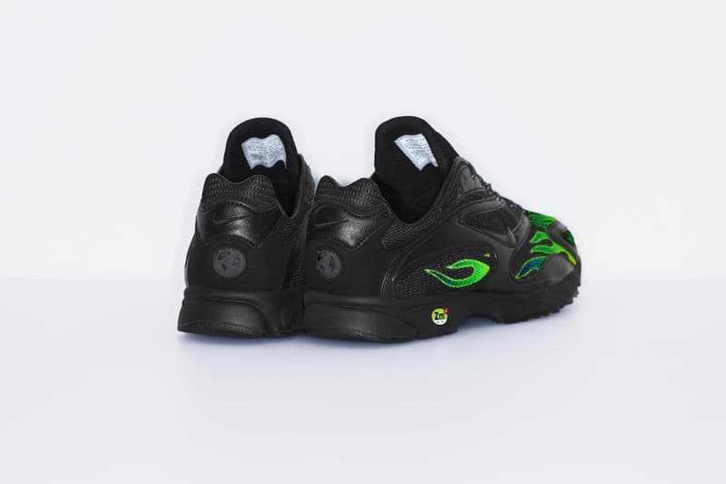 Supreme x Nike Air Streak Spectrum Plus が #WEEK18 にリリース決定 かねてから噂されてきたフレイムパターンを纏う一足が遂に市場へと投下される 〈Supreme(シュプリーム)〉の2018年春夏コレクションも残すところあとわずか。だが、今週末の#WEEK18では遂に、かねてからリリースが噂されてきた〈Nike(ナイキ)〉とのコラボスニーカーが姿を現すようだ。Air Streak Spectrum Plusと題した本作は、フレイムパターンを採用したメッシュアッパーが最大の特徴で、PhylonとZoom Airがソールユニットを構築。また、シュータンには〈Nike〉と〈Supreme〉のパッチを縦に並べて配置したほか、ヒールには世界地図のリフレクトロゴがあしらわれている。 全2色展開となるAir Streak Spectrum Plusは、6月14日(木)に国外リリースを終えたのち、6月16日(土)から〈Supreme〉の国内直営店にて販売。 〈Sup〉のファンは、“CFDA Fashion Awards(CFDA ファッションアワード)”におけるJames Jebbia(ジェームス・ジェビア)の受賞映像もチェックしてみてはいかがだろうか? HYPEBEAST