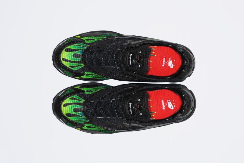 Supreme x Nike Air Streak Spectrum Plus が #WEEK18 にリリース決定 かねてから噂されてきたフレイムパターンを纏う一足が遂に市場へと投下される 〈Supreme（シュプリーム）〉の2018年春夏コレクションも残すところあとわずか。だが、今週末の#WEEK18では遂に、かねてからリリースが噂されてきた〈Nike（ナイキ）〉とのコラボスニーカーが姿を現すようだ。Air Streak Spectrum Plusと題した本作は、フレイムパターンを採用したメッシュアッパーが最大の特徴で、PhylonとZoom Airがソールユニットを構築。また、シュータンには〈Nike〉と〈Supreme〉のパッチを縦に並べて配置したほか、ヒールには世界地図のリフレクトロゴがあしらわれている。  全2色展開となるAir Streak Spectrum Plusは、6月14日（木）に国外リリースを終えたのち、6月16日（土）から〈Supreme〉の国内直営店にて販売。   〈Sup〉のファンは、“CFDA Fashion Awards（CFDA ファッションアワード）”におけるJames Jebbia（ジェームス・ジェビア）の受賞映像もチェックしてみてはいかがだろうか？ HYPEBEAST