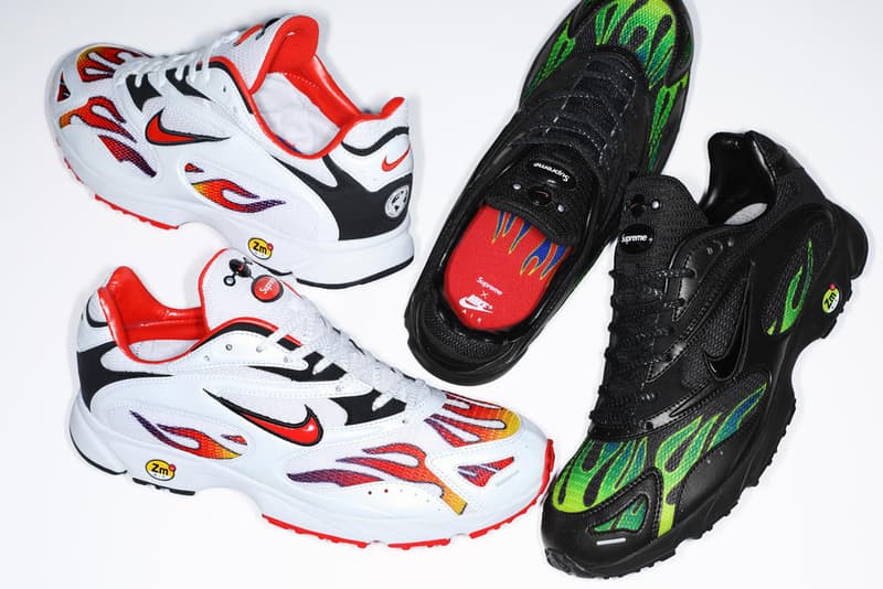 Supreme x Nike Air Streak Spectrum Plus が #WEEK18 にリリース決定 かねてから噂されてきたフレイムパターンを纏う一足が遂に市場へと投下される 〈Supreme(シュプリーム)〉の2018年春夏コレクションも残すところあとわずか。だが、今週末の#WEEK18では遂に、かねてからリリースが噂されてきた〈Nike(ナイキ)〉とのコラボスニーカーが姿を現すようだ。Air Streak Spectrum Plusと題した本作は、フレイムパターンを採用したメッシュアッパーが最大の特徴で、PhylonとZoom Airがソールユニットを構築。また、シュータンには〈Nike〉と〈Supreme〉のパッチを縦に並べて配置したほか、ヒールには世界地図のリフレクトロゴがあしらわれている。 全2色展開となるAir Streak Spectrum Plusは、6月14日(木)に国外リリースを終えたのち、6月16日(土)から〈Supreme〉の国内直営店にて販売。 〈Sup〉のファンは、“CFDA Fashion Awards(CFDA ファッションアワード)”におけるJames Jebbia(ジェームス・ジェビア)の受賞映像もチェックしてみてはいかがだろうか? HYPEBEAST