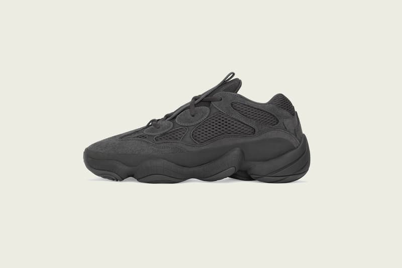 adidas が Kanye West とのコラボスニーカー YEEZY 500 “Utility Black” の国内発売日＆取扱店舗の公式情報を発表 遂にスリーストライプスのブランドがファン待望のオールブラックモデルを市場に投下