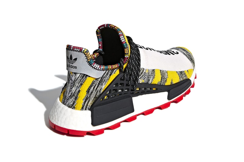 Pharrell x adidas Oringinals NMD Hu “Solar” の発売日が決定 トライバルな仕上がりが魅力的な全2色がまもなく市場に登場 Pharrell Williams（ファレル・ウィリアムス）と〈adidas Original（アディダス）〉がCrazy BYW “Ambition”に引き続き、NMD Hu “Solar”パックをリリースする。  トライバルな雰囲気を醸す本作は、立体感のあるグレイ/イエローのアッパーに眩しい赤色のアウトソールが映える一足、そして同じくグレイにターコイズブルーを差し込み、オレンジのソール＆シューレースがアクセントをプラスした一足の全2色展開。アンクル部分を飾るマルチカラーのディテール、自由度の高いウェーブロープレース、締まりを加えるシルバーのヒールタブ、そしてパキっとしたホワイトのフルレングスBOOST™️ソールなど、見応えに富んだ仕上がりは、Pharrellのアイデンティティの象徴と言っても過言ではない。  NMD Hu “Solar”パックは、8月18日（現地時間）より〈adidas〉の一部取扱店舗にて発売開始とのことなので、気になる方はカレンダーのマークをお忘れなく。  ちなみに、N.E.R.D（エヌ.イー.アール.ディー.）の「FUJI ROCK FESTIVAL ‘18」出演を記念した国内限定モデル、PW Hu NMD NERDの詳細はもうチェックした？