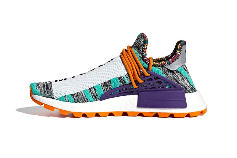 Pharrell x adidas Oringinals NMD Hu “Solar” の発売日が決定 トライバルな仕上がりが魅力的な全2色がまもなく市場に登場 Pharrell Williams（ファレル・ウィリアムス）と〈adidas Original（アディダス）〉がCrazy BYW “Ambition”に引き続き、NMD Hu “Solar”パックをリリースする。  トライバルな雰囲気を醸す本作は、立体感のあるグレイ/イエローのアッパーに眩しい赤色のアウトソールが映える一足、そして同じくグレイにターコイズブルーを差し込み、オレンジのソール＆シューレースがアクセントをプラスした一足の全2色展開。アンクル部分を飾るマルチカラーのディテール、自由度の高いウェーブロープレース、締まりを加えるシルバーのヒールタブ、そしてパキっとしたホワイトのフルレングスBOOST™️ソールなど、見応えに富んだ仕上がりは、Pharrellのアイデンティティの象徴と言っても過言ではない。  NMD Hu “Solar”パックは、8月18日（現地時間）より〈adidas〉の一部取扱店舗にて発売開始とのことなので、気になる方はカレンダーのマークをお忘れなく。  ちなみに、N.E.R.D（エヌ.イー.アール.ディー.）の「FUJI ROCK FESTIVAL ‘18」出演を記念した国内限定モデル、PW Hu NMD NERDの詳細はもうチェックした？