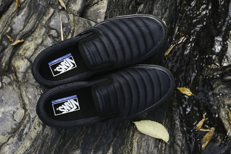 Vans が Slip-On と Authentic で構成されるキルティングパックをリリース ストリート/スケートシーンのクラシックをアウトドア仕様に仕上げる 本格的なアウトドアシーズンの到来を見越して、〈Vans（ヴァンズ）〉からSlip-OnとAuthenticの2型で構成されるキルティングパッケージが登場。前者はブラック、後者はオリーブグリーンのカラーキルトをアッパーに採用。これにより、履き心地が向上すると同時に軽量化にも成功し、ストリート/スケートシーンのクラシックに新たなイメージを付与している。価格はどちらも65ドル（約7,300円）。購入をご検討の方は、『Rock City Kicks』を含む日本配送対応の海外アカウントをチェックしてみてはいかがだろうか。  あわせて、スムースレザーとスエードで前後のパーツを切り替え、さらに左右の足でも非対称に配置した〈Engineered Garments（エンジニアド ガーメンツ）〉コラボのSlip-Onもお買い逃しのないように。
