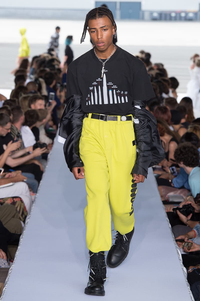 戦争で刻まれた恐怖心と怒りを投影した Vetements 2019年春夏コレクション デムナの母国である現ジョージアとロシア連邦間の紛争をテーマに採用 Demna Gvasalia デムナ・ヴァザリア Vetements ヴェトモン グルジア ジョージア 南オセチア紛争 グラフィックフーディ Tシャツ フィールドジャケット カーゴパンツ トゲを配したハイカットブーツ Reebok リーボック HYPEBEAST ハイプビースト